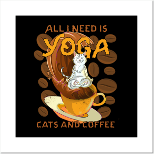 Kitty Coffee Meditating Cat Posters and Art